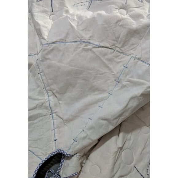 Vtg Quilted Patchwork Christmas Tree Skirt Red White Blue Gingham Country USA - Picture 6 of 11